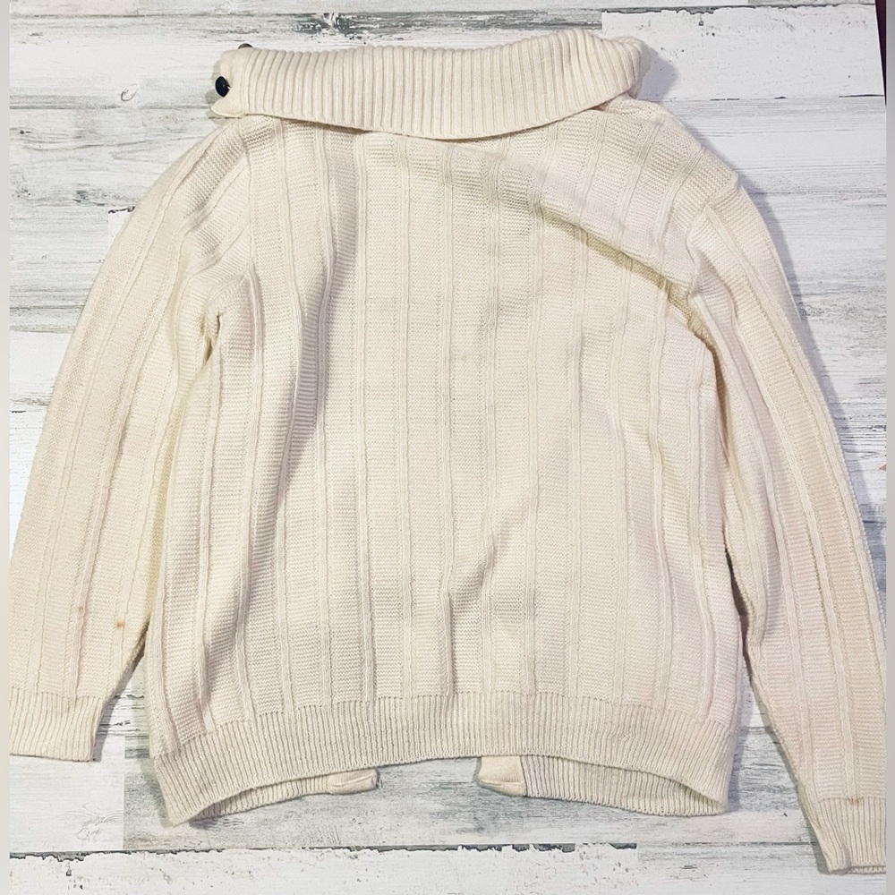 Vintage Wintuk Orlon Drummond Acrylic Cream Leather Button Grandma‎ Cardigan USA - Picture 9 of 10